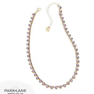 NWT Park Lane Jewelry Lavender Heart Crystal Tennis Necklace